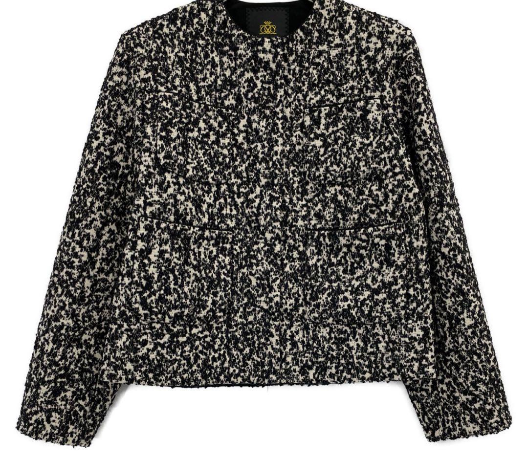 Drawer ドゥロワー ノーカラー　ツイード　ジャケット 36 ジャガード