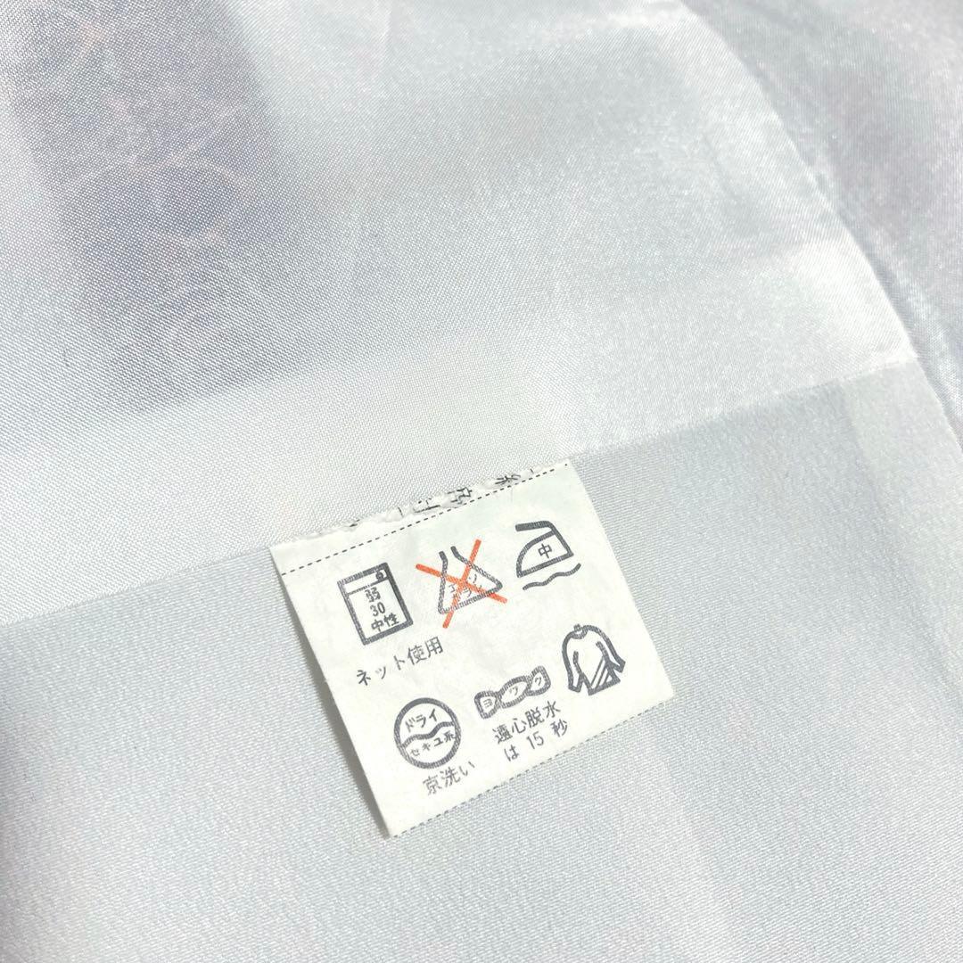 【美品✨】東レシルック　洗える着物　小紋　灰色　幾何学文　袷　グレー　薄橙　L1