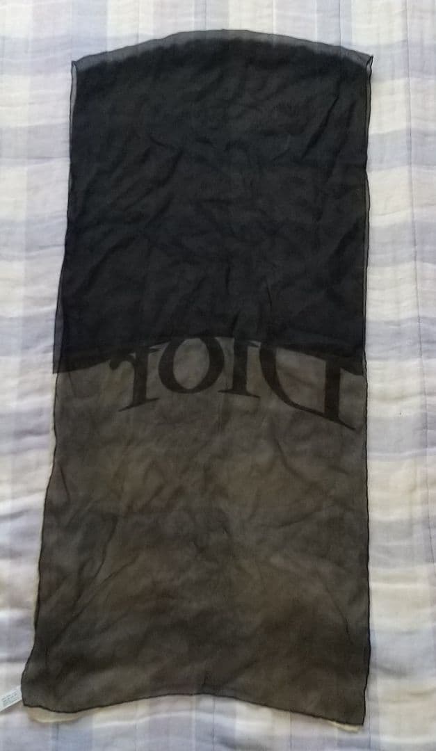 Dior　絹100%シフォンストール　黒＆ベージュ　イタリア製　タグ有り　未使用