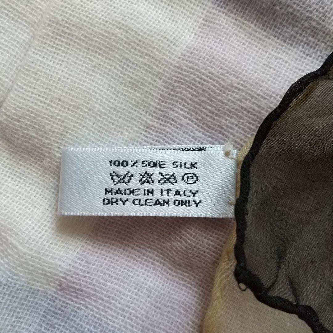 Dior　絹100%シフォンストール　黒＆ベージュ　イタリア製　タグ有り　未使用