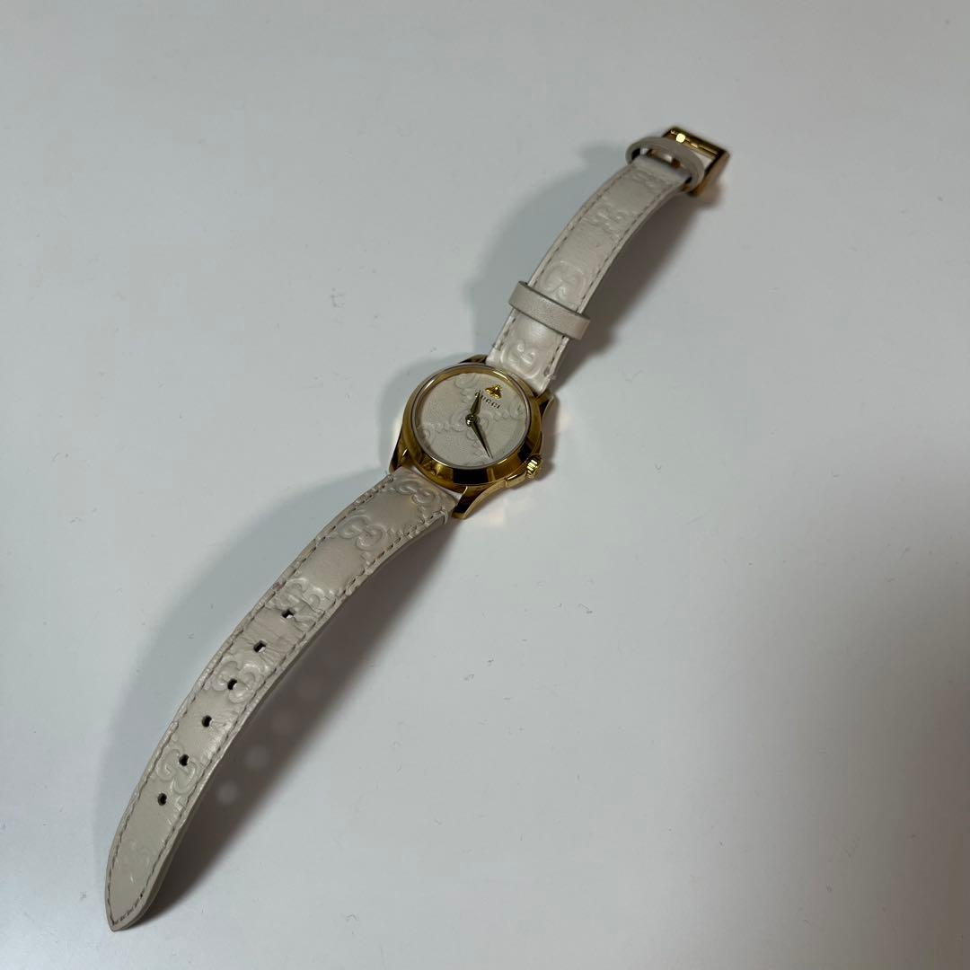 GUCCI ホワイトレザー 腕時計 Gタイムレス ウォッチ 27MM