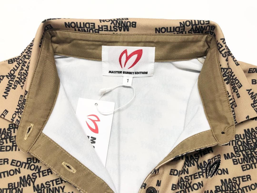 ○★新品未使用　マスターバニーエディション　ロゴ総柄　長袖ポロシャツ　1　茶系