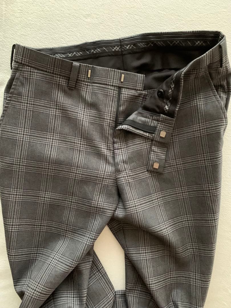 [シン］美品 BURBERRY LABEL スーツ グレー チェック L