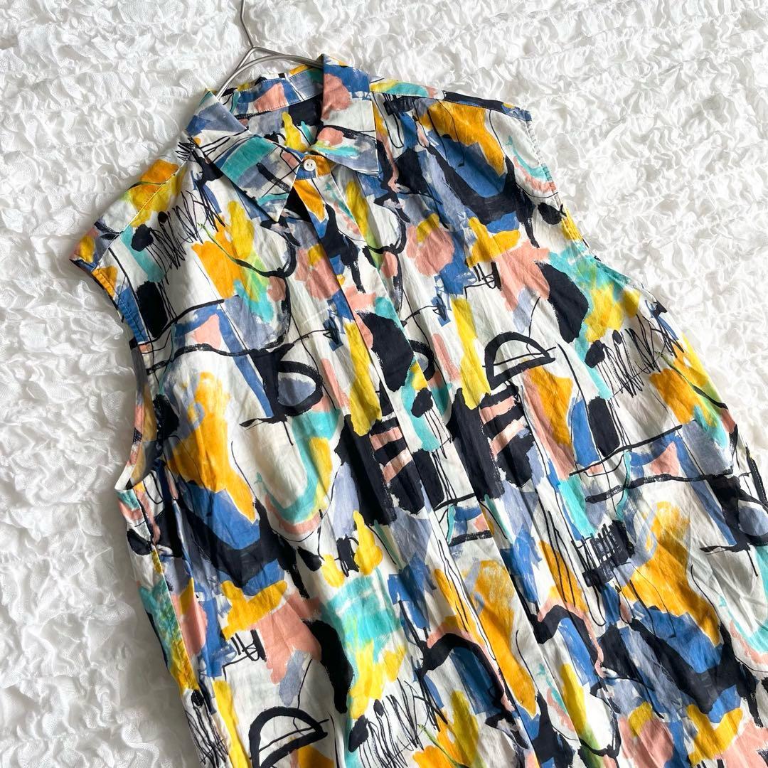 美品✨トゥモローランドCollection 総柄 シャツワンピース リネン M