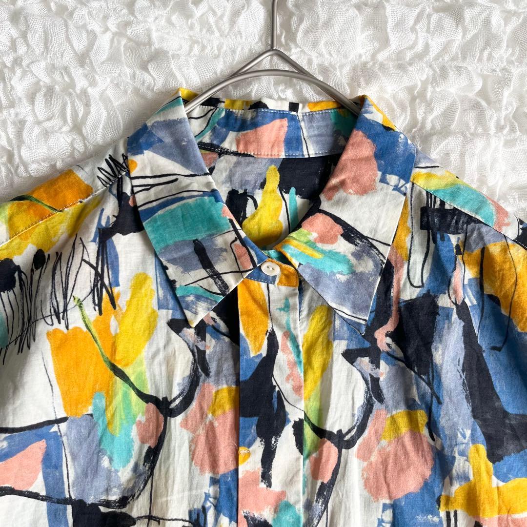 美品✨トゥモローランドCollection 総柄 シャツワンピース リネン M