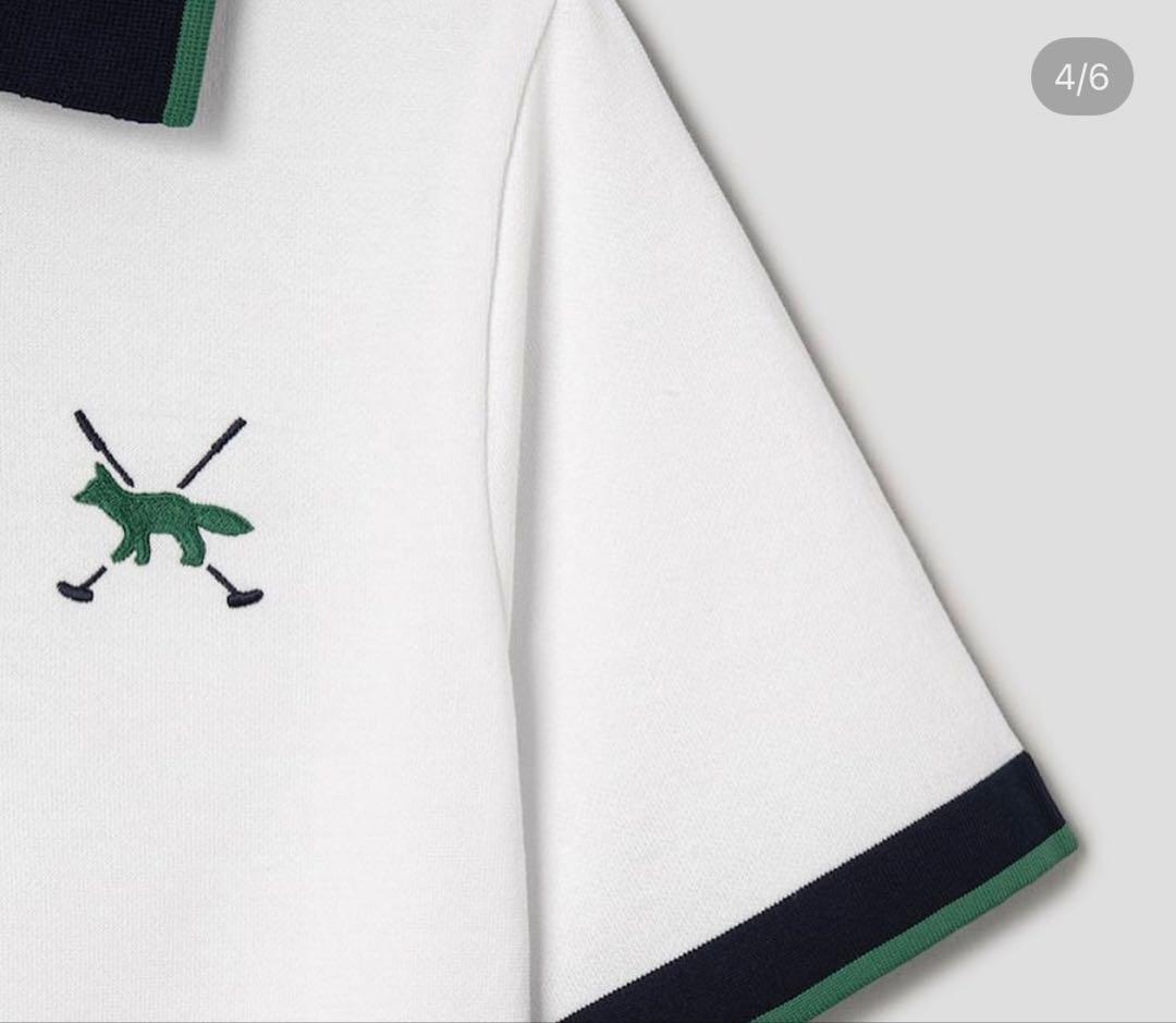ホワイトポロシャツ maison kitsune golf