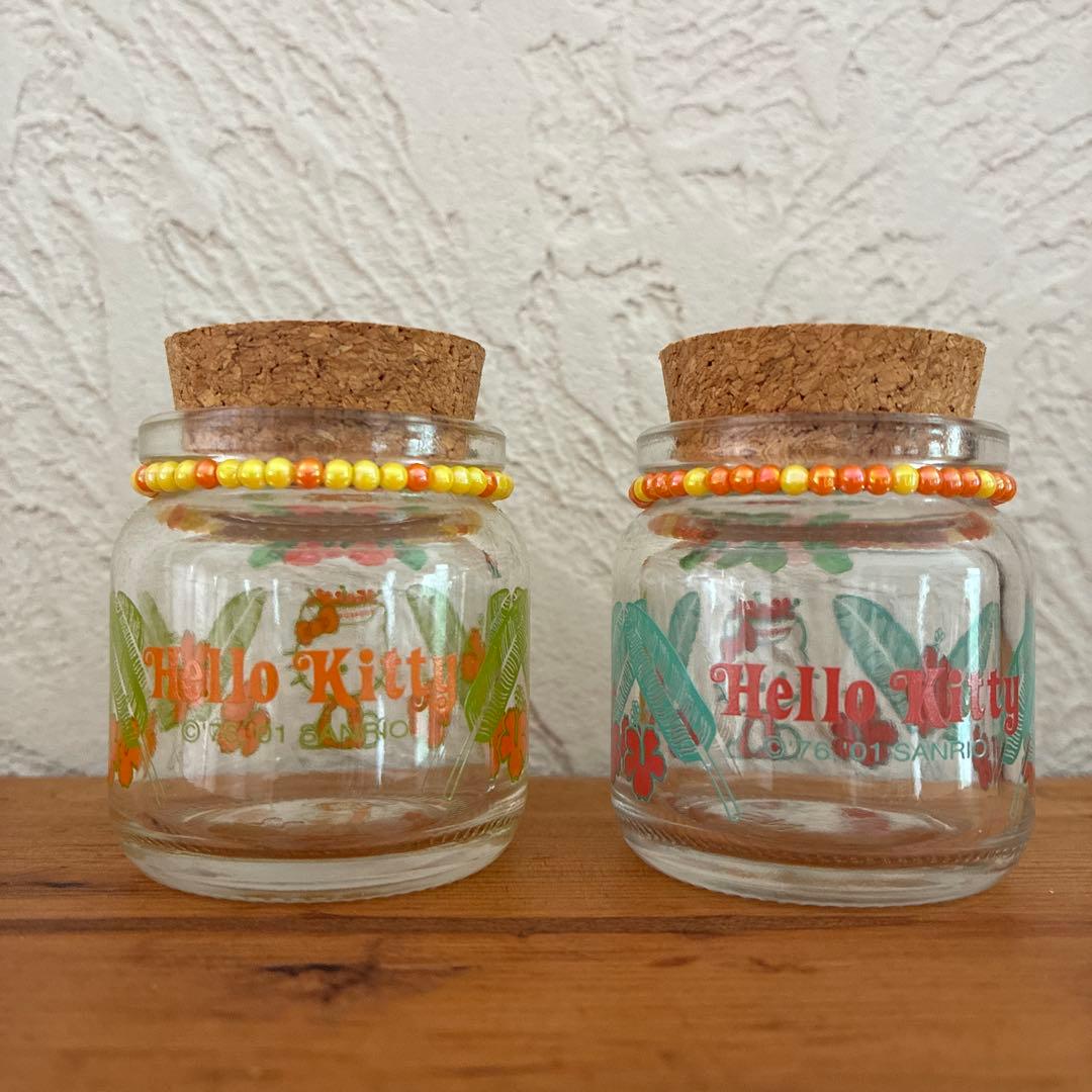 【希少　激レア】レトロ　南国キティちゃん　ガラスの小瓶　ミニボトル　2個セット