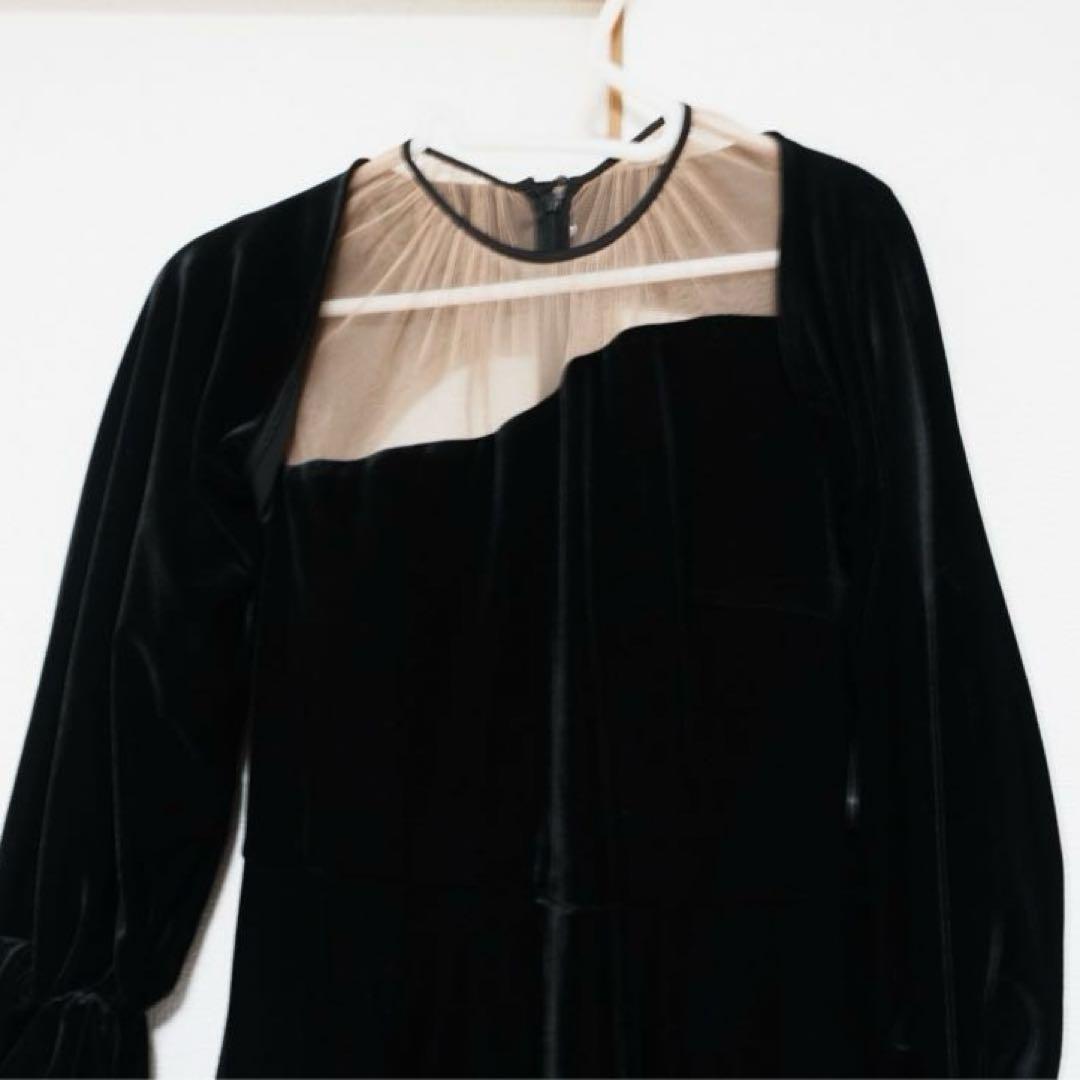 AMERI 2WAY CURVE VELOURS DRESS ブラック　M 冬服