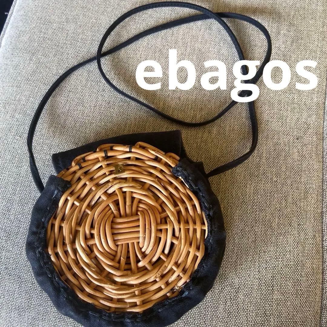 ebagos サークルショルダーバッグ　防水キャンバス　黒