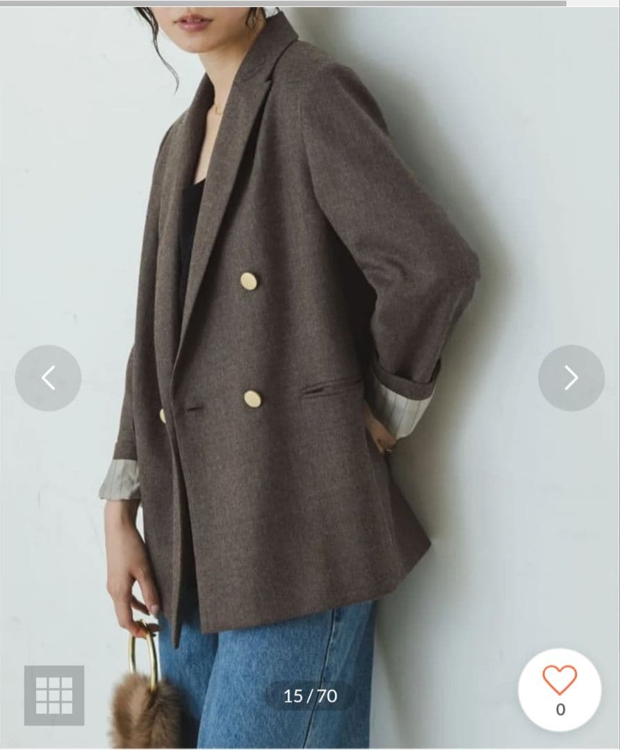 新品　NOBLE ブラウン ウールフラノジャケット　38