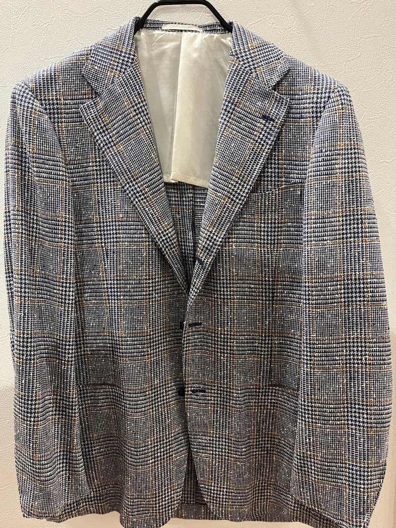 チェック柄 テーラードジャケットリングヂャケット52XL