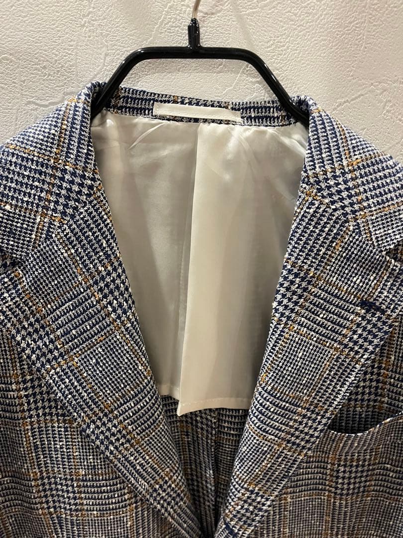 チェック柄 テーラードジャケットリングヂャケット52XL