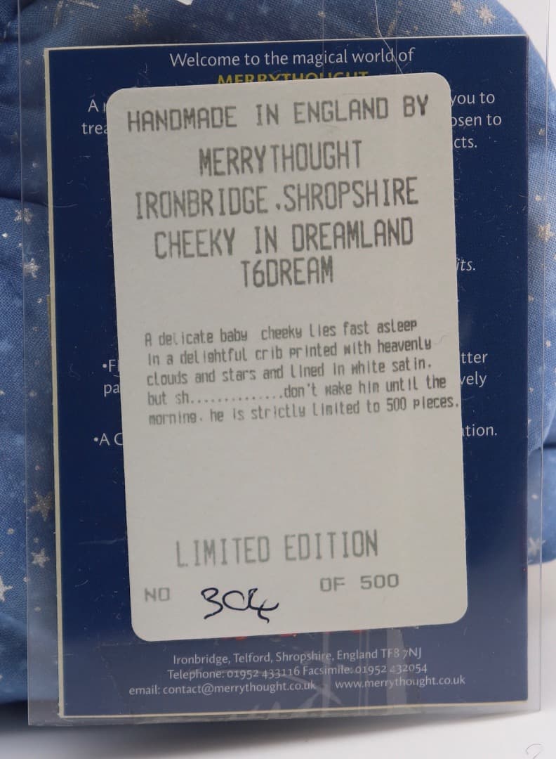 チーキー・ドリームランド 15cm MERRYTHOUGHT 小さなバッグ付き