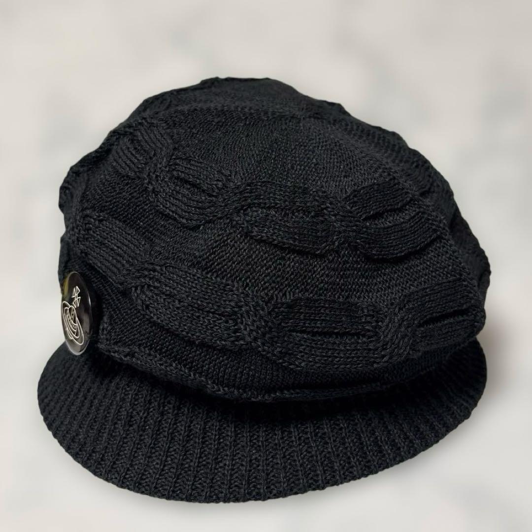 Vivienne Westwood　オーブロゴプレート付き　キャスケット　黒