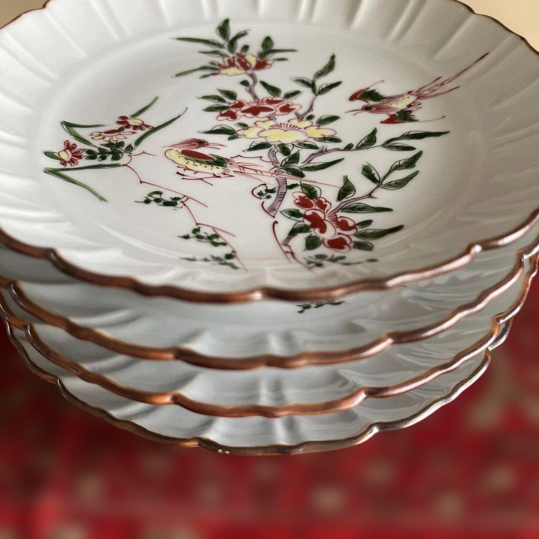 専用 源右衛門窯 赤絵花鳥銘々皿