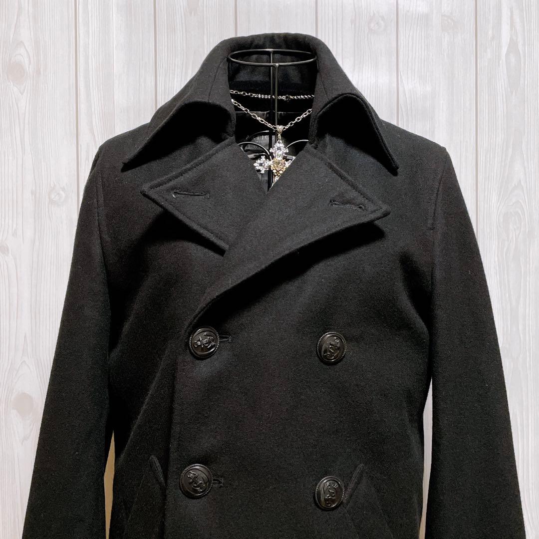 ピーコート ウール ジャケット 黒 平成ギャル y2k お兄系 グランジ パンク