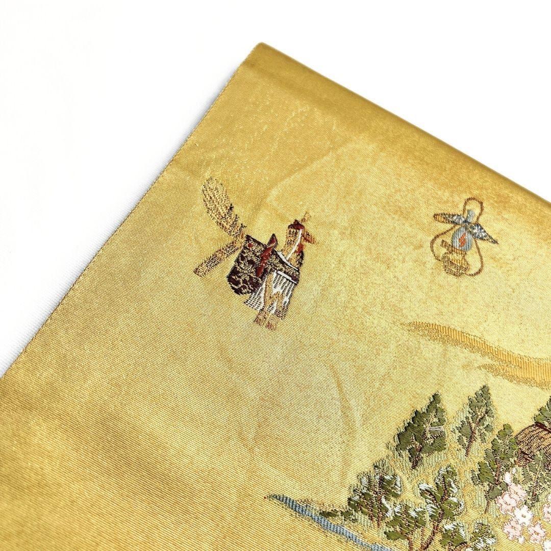 金泥箔　本金箔　袋帯　馬　こけし　ウマ　風景文様　着物　016b p