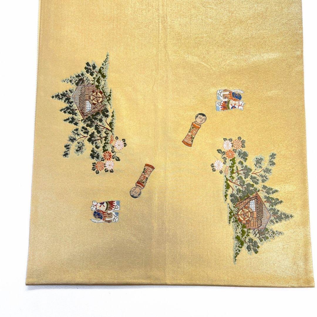 金泥箔　本金箔　袋帯　馬　こけし　ウマ　風景文様　着物　016b p