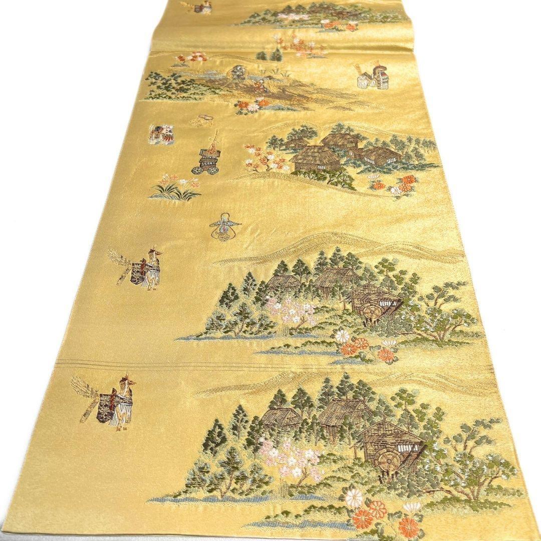 金泥箔　本金箔　袋帯　馬　こけし　ウマ　風景文様　着物　016b p