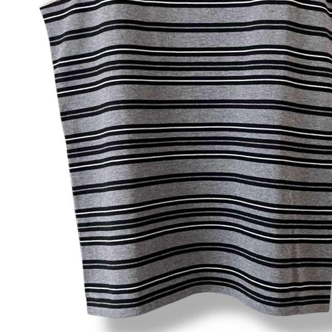 シャネル ココマーク ボーダー タンクトップ グレー 38 コットン