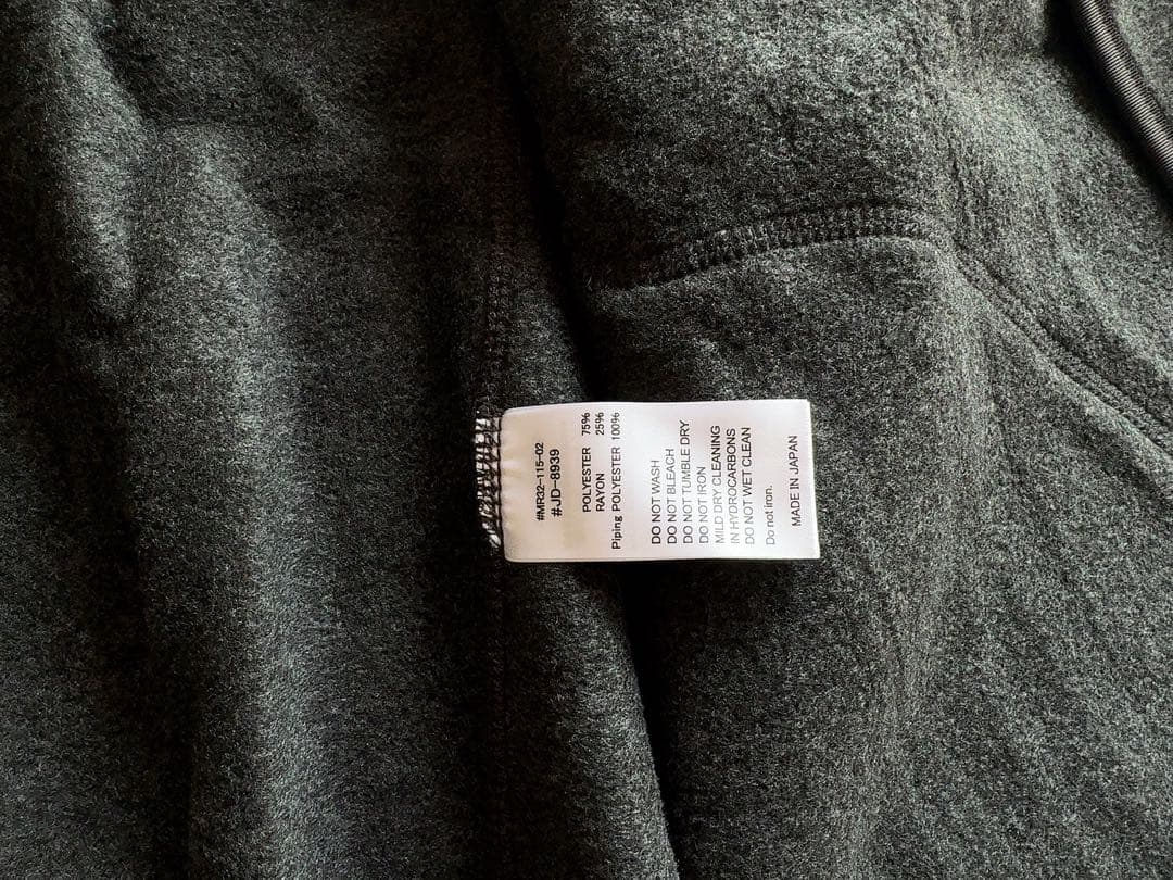 未使用　ダントン フリース ノーカラージャケット チャコールグレー42