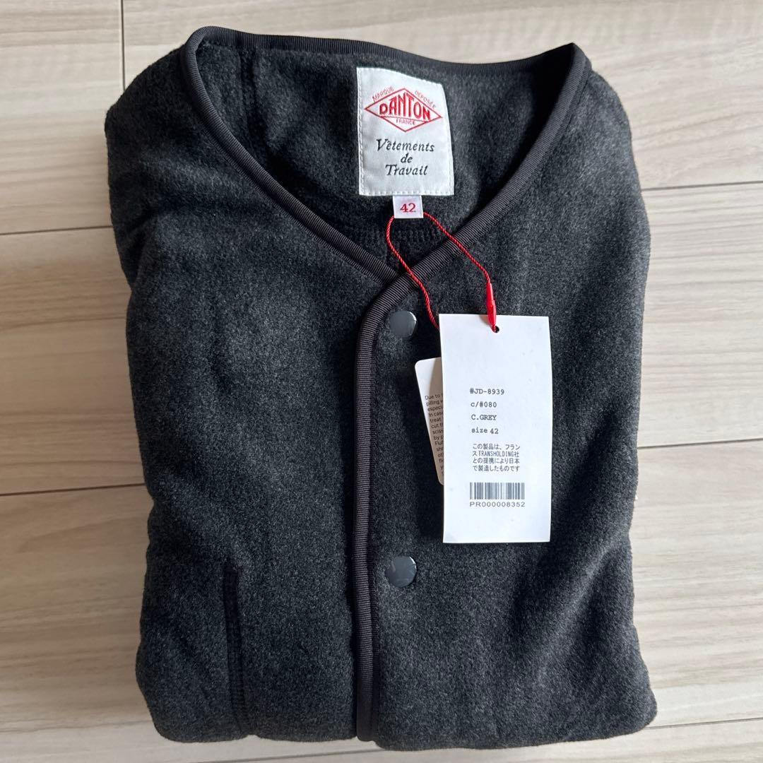 未使用　ダントン フリース ノーカラージャケット チャコールグレー42