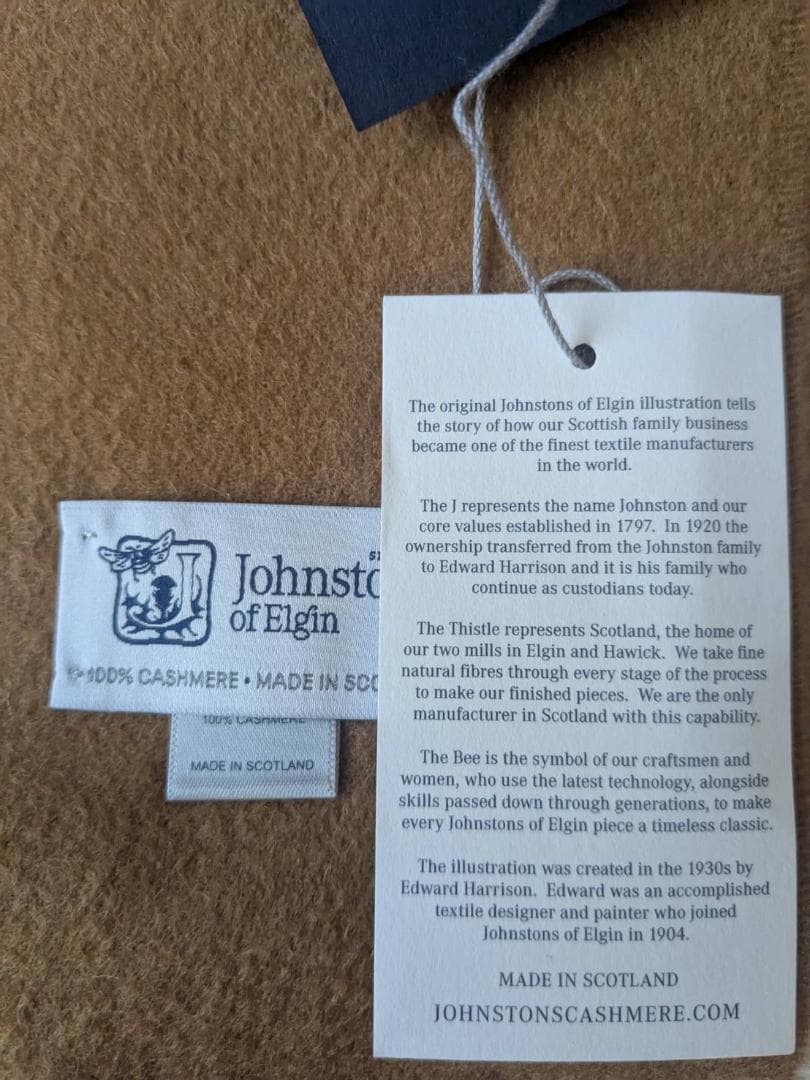 【新品】 Johnstons カシミヤ 大判ストール ダークキャメル