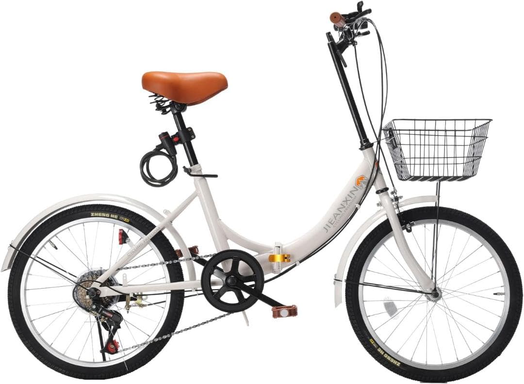 自転車 折りたたみ自転車 20インチ 7段変速 軽量 ホワイト クリスマス