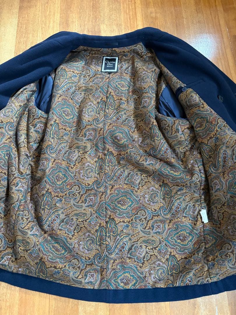 Christian Dior Monsieur ネイビーダブルブレストピーコート