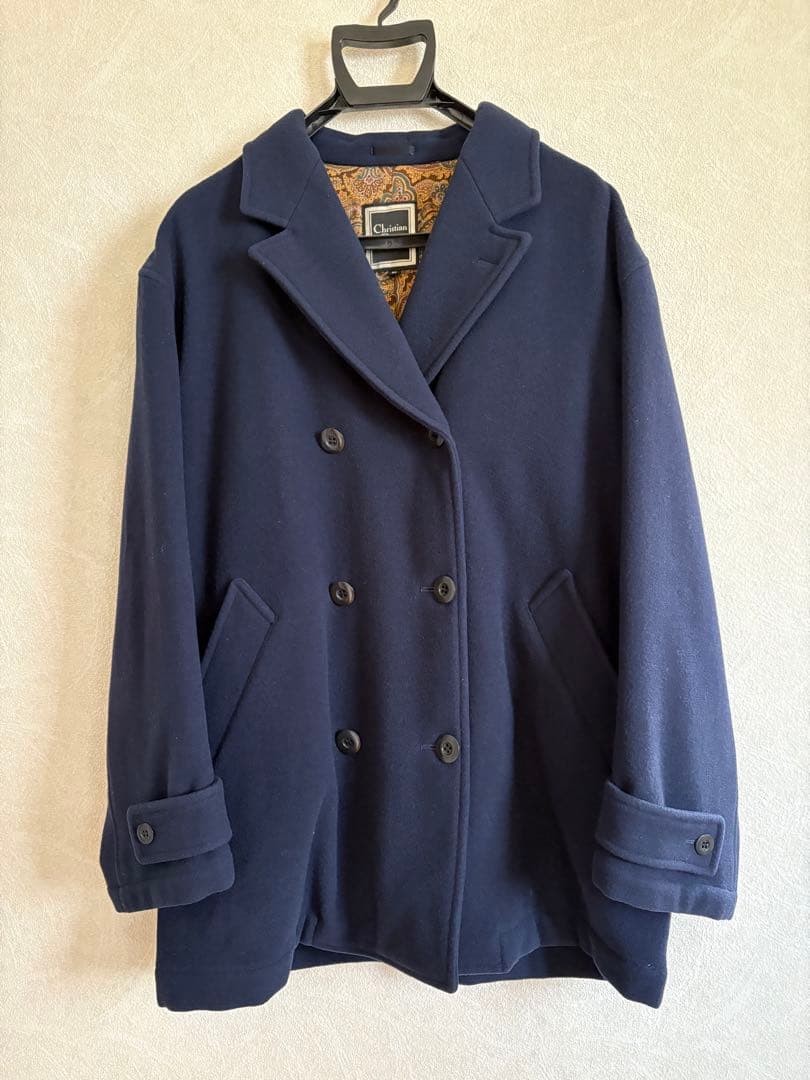 Christian Dior Monsieur ネイビーダブルブレストピーコート