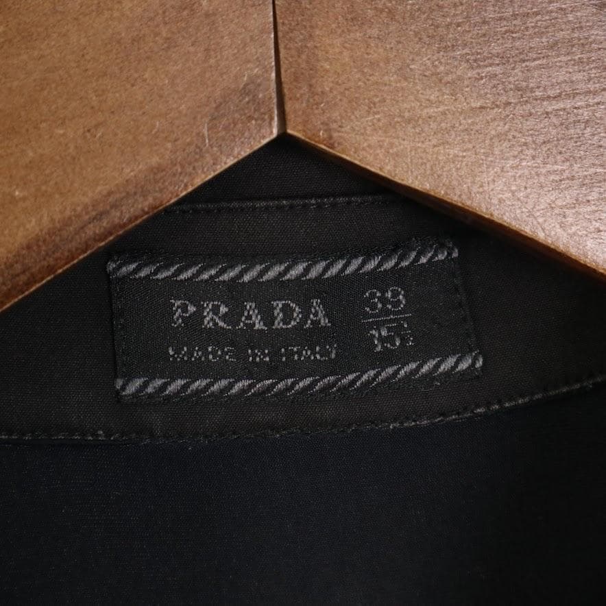 PRADA プラダ ハーフジップ ポロシャツ ブラック テック素材 切替デザイン