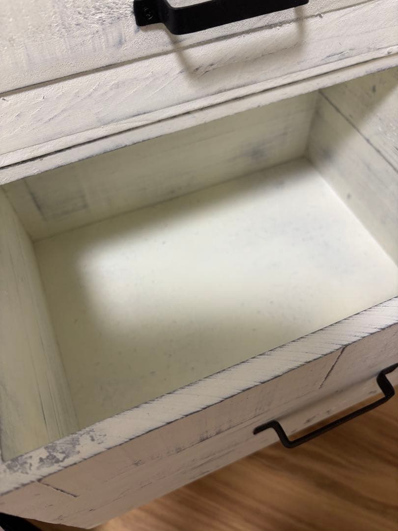 ホワイト木製チェスト 3引き出し アンティーク風