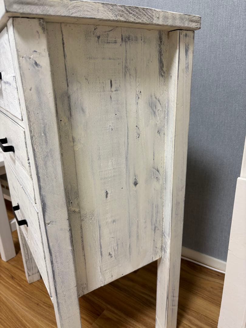 ホワイト木製チェスト 3引き出し アンティーク風