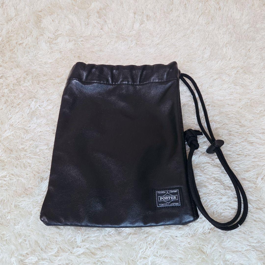美品✨PORTER WAKOMARIA レザー 巾着 ポーター ワコマリア 黒