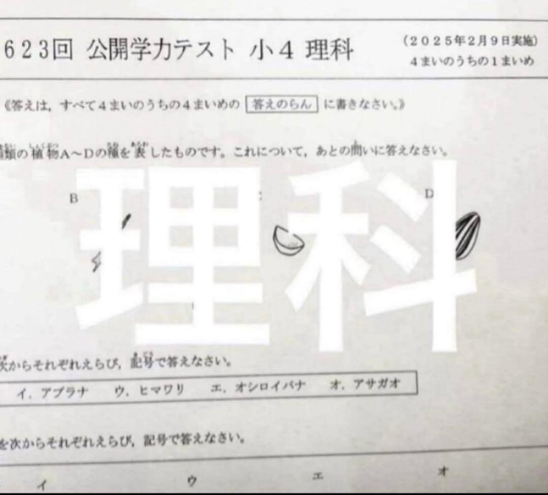 最新2025年度　浜学園　小4　公開学力テスト　国語、算数、理科、社会　4科目、