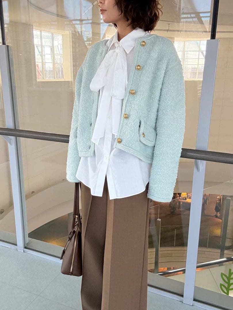 《新品タグ付き》ミラオーウェン 金釦テディラメニットジャケット