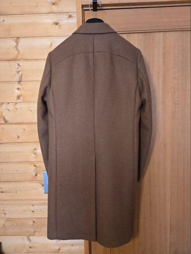 超希少カラー/カシミア混平二重メルトンチェスターコート フード付チェスターコート