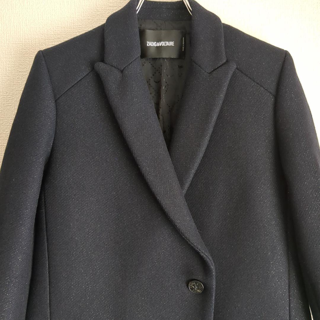 ZADIG&VOLTAIRE ラメ チェスターコート ネイビー S