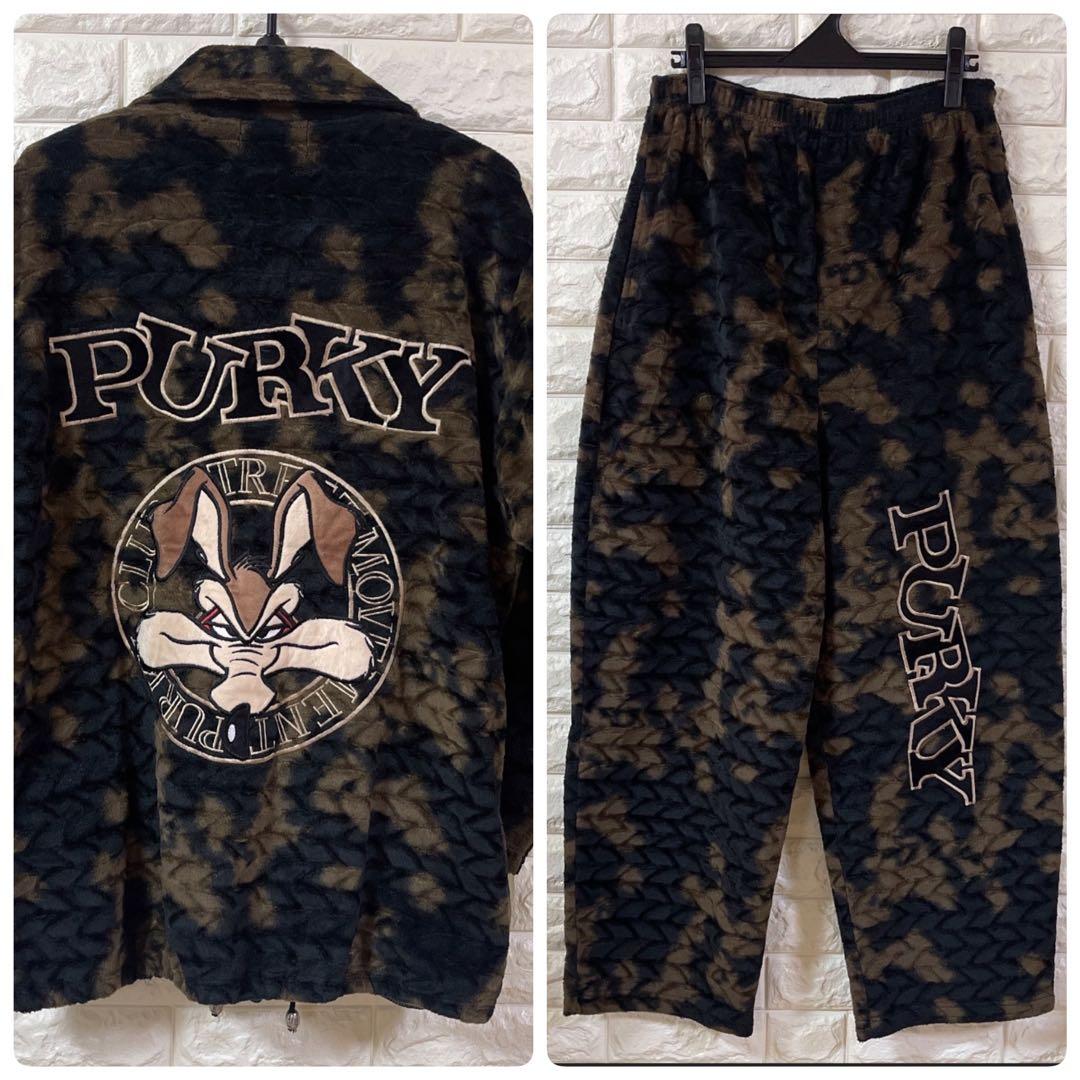 専用品 PURKY パーキー ベロア調 ジャージ セットアップ 黒茶 フリー