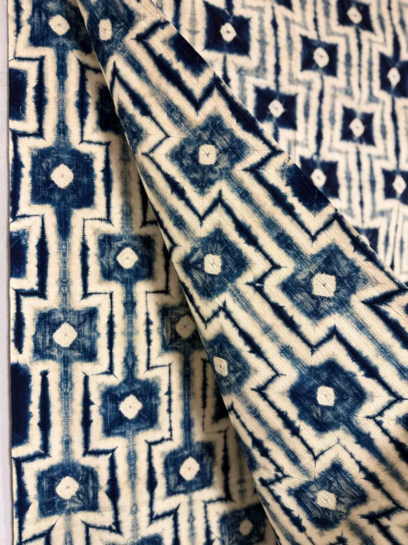 N「片野元彦」藍染絞り作家 有松鳴海絞り 希少天然藍染古布 和装着物 民藝