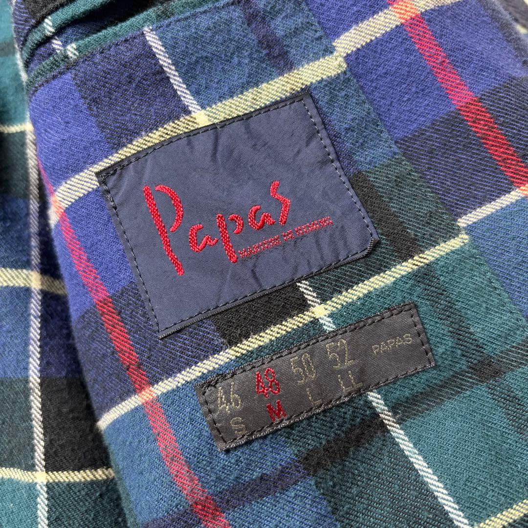 Papas カバーオール コットン生地 裏地チェック