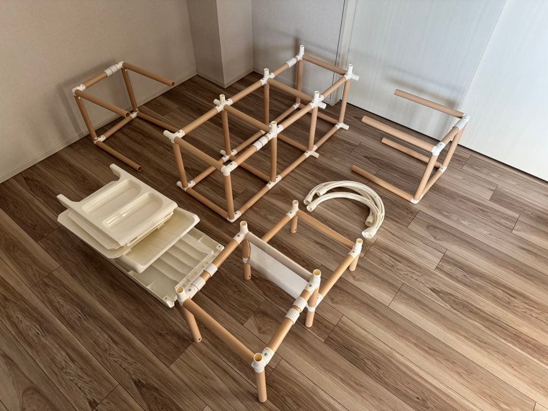 野中製作所　折りたたみ可、室内ジャングルジムとすべり台　ナチュラル