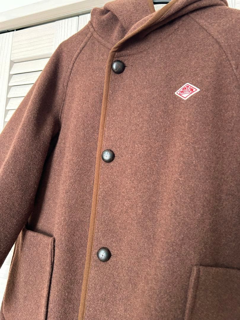 DANTONウールモッサ ロング フード付きコート 36サイズ