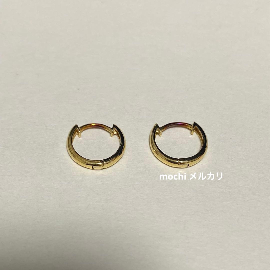 K18 中折れ式フープピアス イエローゴールド (10mmラウンド)