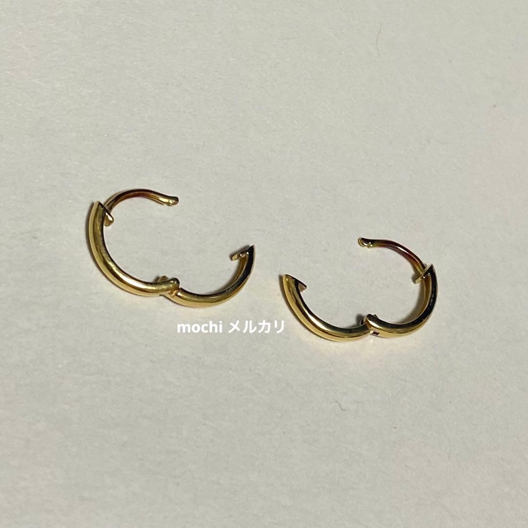 K18 中折れ式フープピアス イエローゴールド (10mmラウンド)
