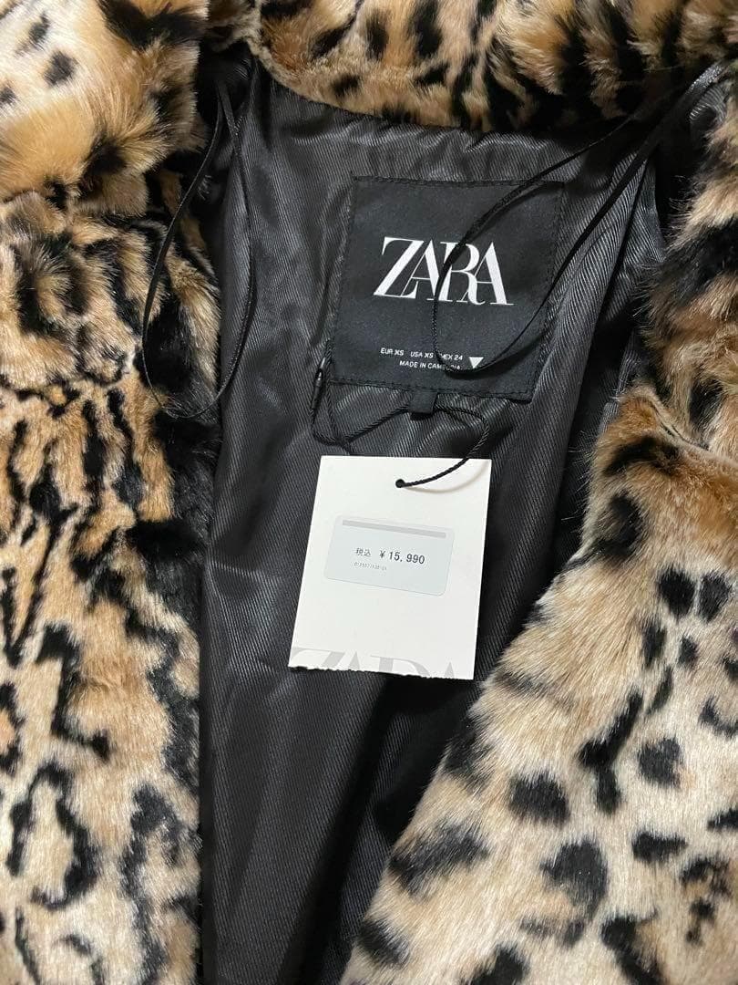 ZARA アニマル柄フェイクファーコート　XS