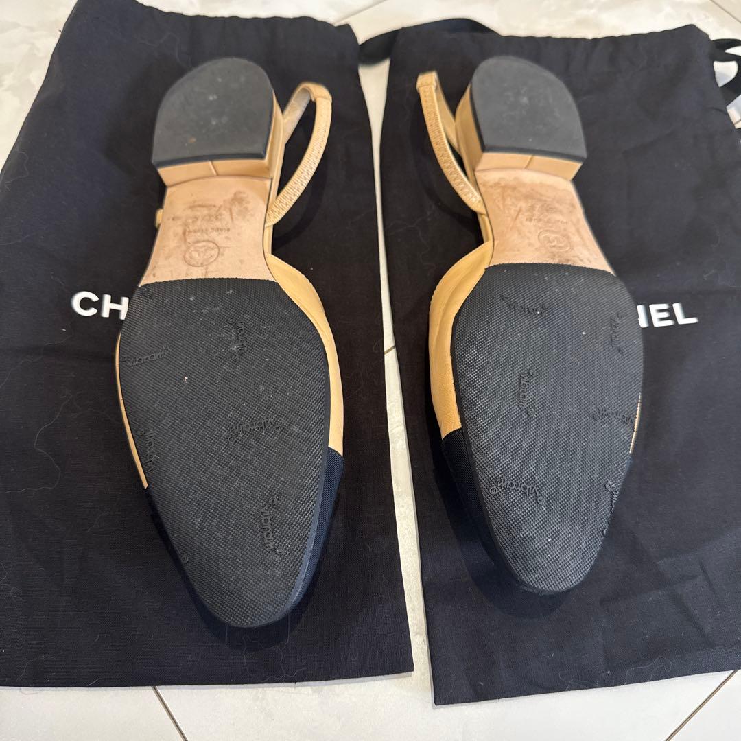 CHANEL バックスリングフラットシューズ　37.5