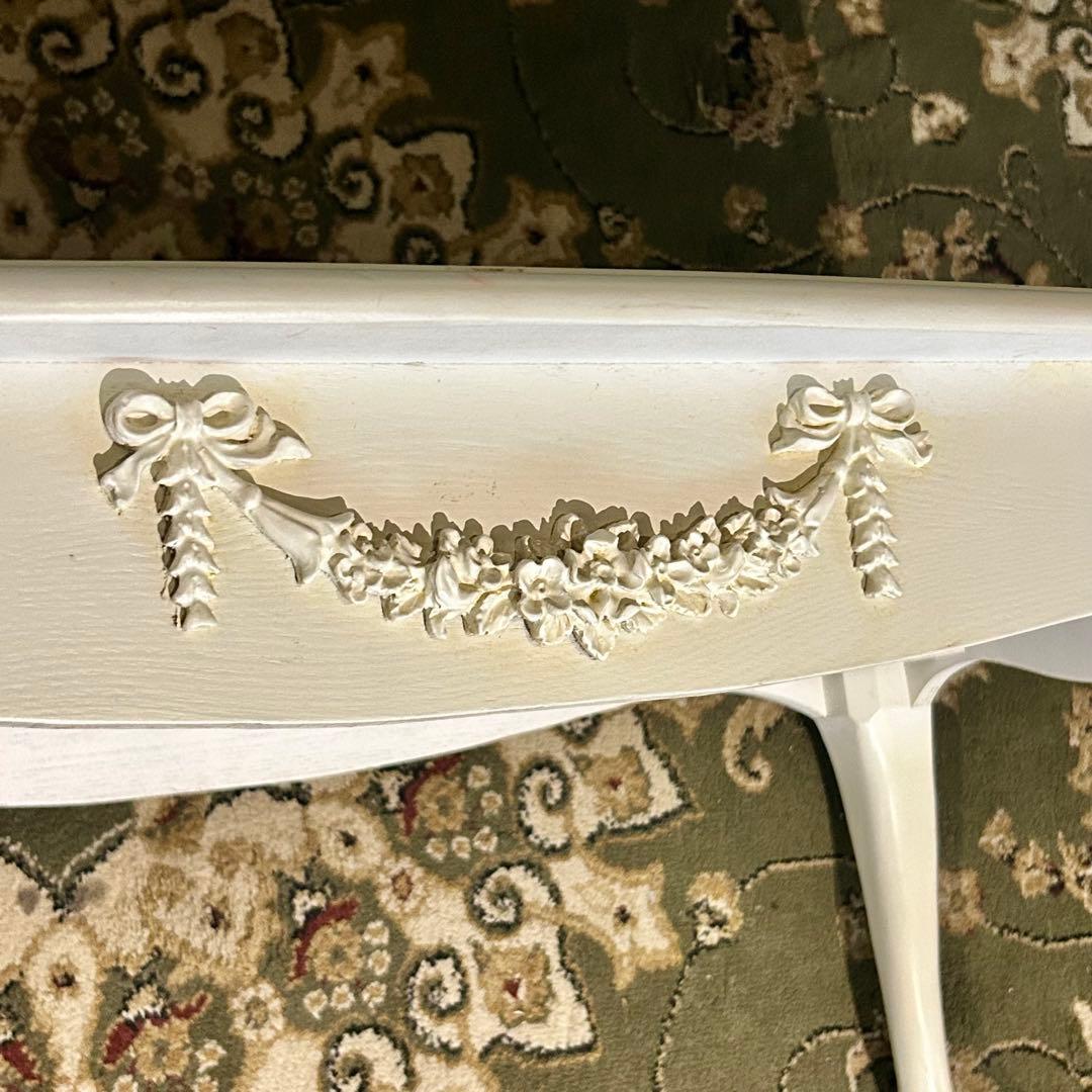 ヴィンテージ風 ホワイト 長方形ローテーブル