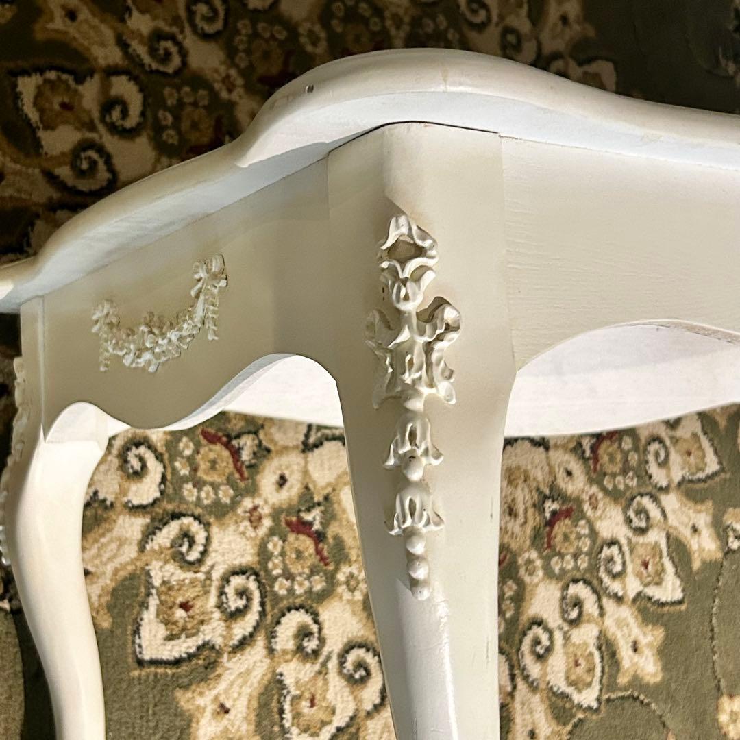 ヴィンテージ風 ホワイト 長方形ローテーブル