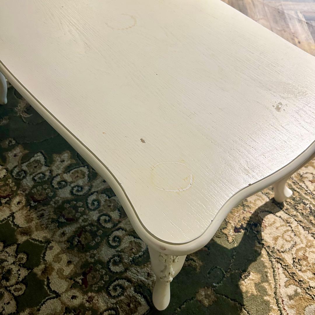 ヴィンテージ風 ホワイト 長方形ローテーブル